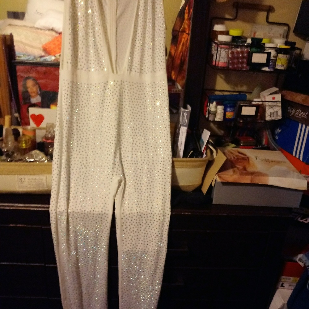White rhinestone jumpsuit